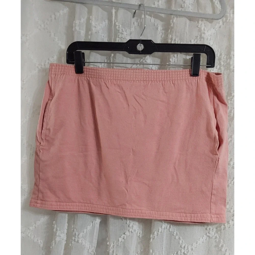 VINTAGE Cotton Deluxe Pink Mini Skirt Womens Medium-Made in USA